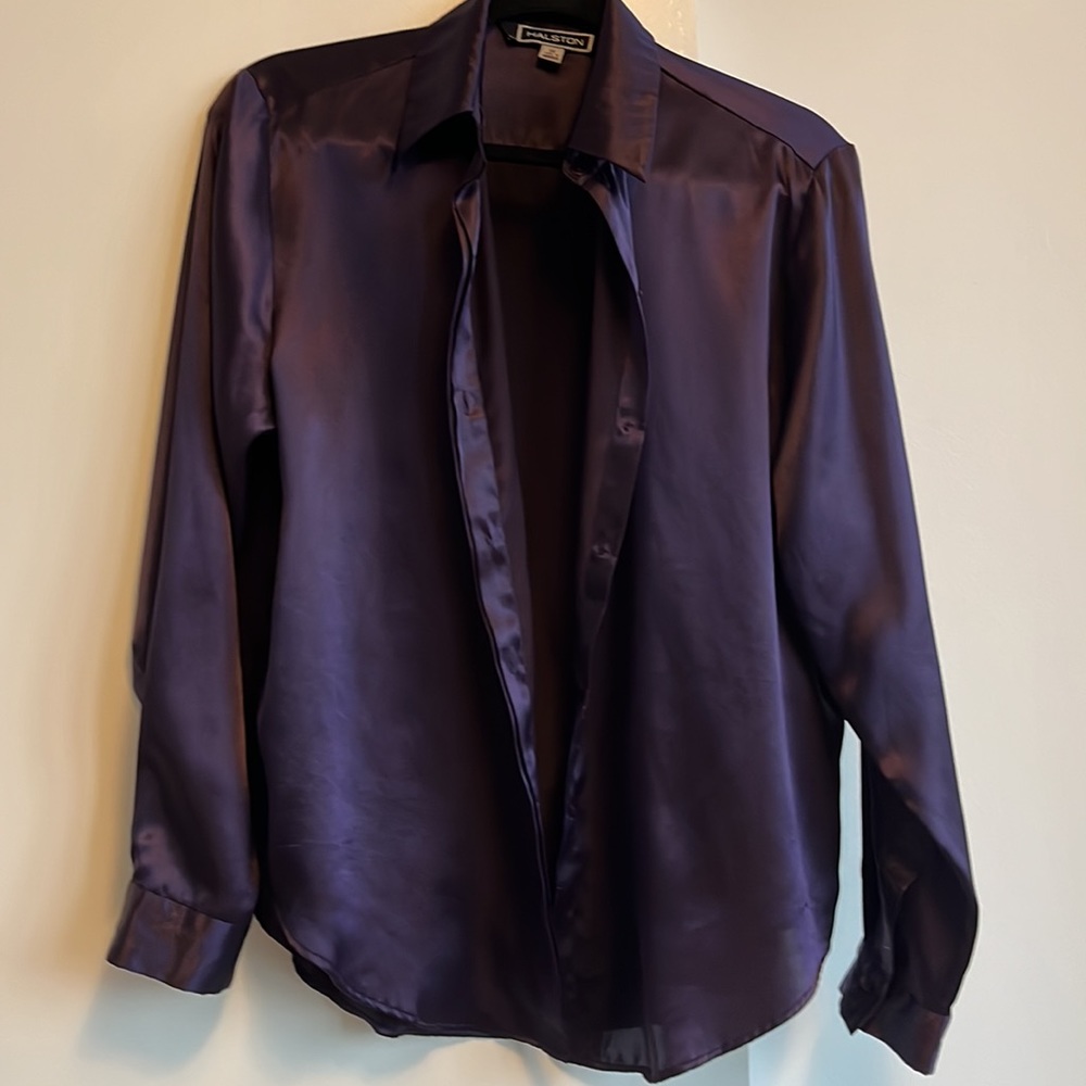 Purple satin button down